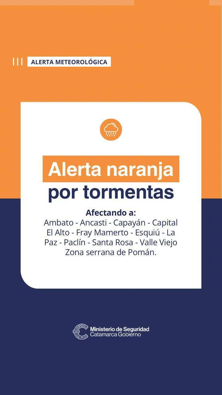ALERTA NARANJA  Madrugada del día Lunes 17 de Febrero 