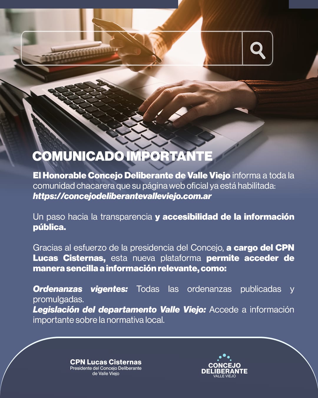 El Concejo Deliberante de Valle Viejo ya cuenta con su página web