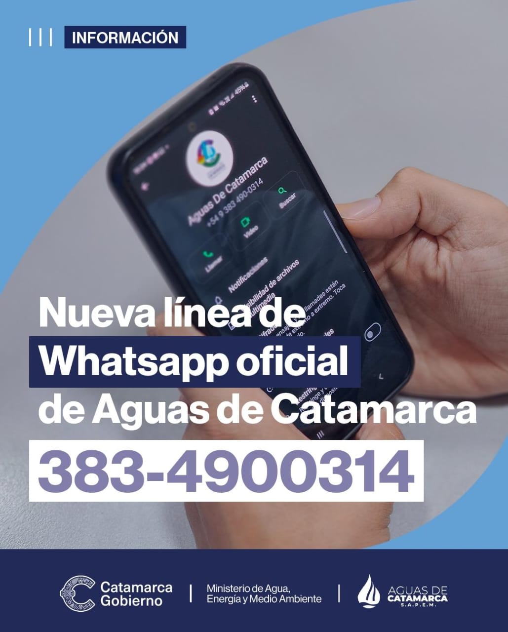 Nuevo Whatsapp para realizar consultas en Aguas de Catamarca